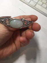 Load image into Gallery viewer, Size 52-58mm 100% natural type A light green purple jadeite jade cabochon beads open Cuff bracelet PB218