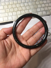 Load image into Gallery viewer, 63.5mm 100% Natural Dark Green Black Meteorite A Sky Full of Stars (繁星满天) Round Cut Nephrite Bangle HN225-0576