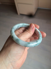 Load image into Gallery viewer, 55.5mm certificated Type A 100% Natural light green/white with green floating flowers Jadeite Jade bangle AM82-1632