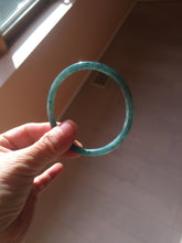 Load image into Gallery viewer, 59.5mm Certified Type A 100% Natural dark green/blue/gray Guatemala slim round cut Jadeite bangle PD177-2483
