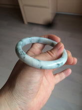 Load image into Gallery viewer, 55.5mm certificated Type A 100% Natural light green/white with green floating flowers Jadeite Jade bangle AM82-1632