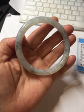 Load image into Gallery viewer, 58.5mm certified 100% natural Type A white dark green ink painting (水墨) round cut jadeite jade bangle PC160-3157