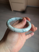 Load image into Gallery viewer, 55.5mm certificated Type A 100% Natural light green/white with green floating flowers Jadeite Jade bangle AM82-1632