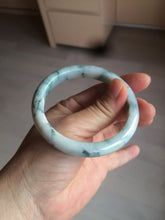 Load image into Gallery viewer, 55.5mm certificated Type A 100% Natural light green/white with green floating flowers Jadeite Jade bangle AM82-1632