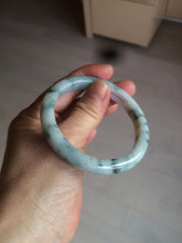 Load image into Gallery viewer, 55.5mm certificated Type A 100% Natural light green/white with green floating flowers Jadeite Jade bangle AM82-1632