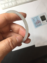 Load image into Gallery viewer, 52.5mm Certified 100% Natural icy gray (灰冰) slim round cut nephrite jade bangle HF127-9232