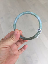 Load image into Gallery viewer, 55.1mm Type A 100% Natural Light Green/Gray/Black/Purple/Brown “Reed Flowers & Snow” Guatemala Slim Round Cut Jadeite Bangle PJ121-1419