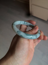 Load image into Gallery viewer, 55.5mm certificated Type A 100% Natural light green/white with green floating flowers Jadeite Jade bangle AM82-1632