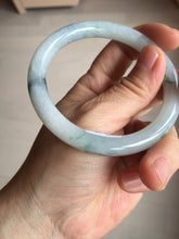 Load image into Gallery viewer, 57.5mm Certified Type A 100% Natural icy watery light green with green floating flowers round cut Jadeite Jade bangle AM95-2726