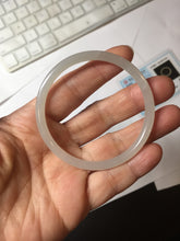 Load image into Gallery viewer, 52.5mm Certified 100% Natural icy gray (灰冰) slim round cut nephrite jade bangle HF127-9232