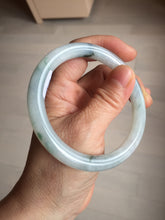 Load image into Gallery viewer, 57.5mm Certified Type A 100% Natural icy watery light green with green floating flowers round cut Jadeite Jade bangle AM95-2726
