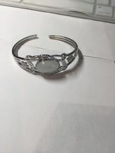 Load image into Gallery viewer, Size 52-58mm 100% natural type A light purple white jadeite jade cabochon beads open Cuff bracelet PB220