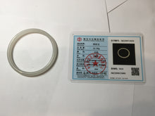 Load image into Gallery viewer, 52.5mm Certified 100% Natural icy gray (灰冰) slim round cut nephrite jade bangle HF127-9232