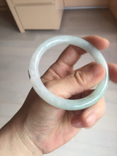 Load image into Gallery viewer, 56mm certified 100% natural type A icy watery white/light green round cut jadeite jade bangle BH83-9114