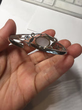 Load image into Gallery viewer, Size 52-58mm 100% natural type A light purple white jadeite jade cabochon beads open Cuff bracelet PB220