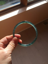 Load image into Gallery viewer, 61mm Certified Type A 100% Natural dark green/blue/gray Guatemala slim round cut Jadeite bangle PD175-2496