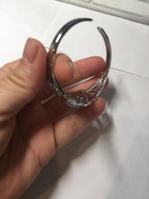 Load image into Gallery viewer, Size 52-58mm 100% natural type A light purple white jadeite jade cabochon beads open Cuff bracelet PB220