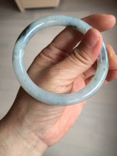 Load image into Gallery viewer, 57.5mm Certified Type A 100% Natural icy watery light green with green floating flowers round cut Jadeite Jade bangle AM95-2726