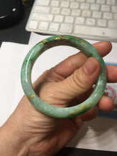 Load image into Gallery viewer, 54.8mm certified 100% natural Type A sunny green carved and golden-painted jadeite jade bangle BH134-4662