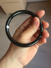 Load image into Gallery viewer, 62mm 100% Natural dark green/black meteorite Stellar Night sky slim round cut nephrite bangle HF111-1265