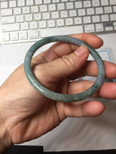 Load image into Gallery viewer, 58.6mm Type A 100% Natural Light Green/Gray/Black/Purple/Brown “Reed Flowers & Snow” Guatemala Slim Round Cut Jadeite BanglePJ122-1417