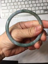 Load image into Gallery viewer, 58.6mm Type A 100% Natural Light Green/Gray/Black/Purple/Brown “Reed Flowers & Snow” Guatemala Slim Round Cut Jadeite BanglePJ122-1417