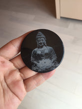 Load image into Gallery viewer, 100% natural black jadeite jade(Wuji, 乌鸡) Guanyin (观音) safe and sound pendant/worry stone/decor BM38