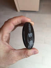 Load image into Gallery viewer, 100% natural black jadeite jade(Wuji, 乌鸡) Guanyin (观音) safe and sound pendant/worry stone/decor BM38