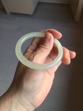 Load image into Gallery viewer, 52.9mm Certified 100% Natural icy white light yellow crystal sugar color(黄冰糖) slim round cut nephrite jade bangle HN45-9177