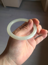 Load image into Gallery viewer, 52.9mm Certified 100% Natural icy white light yellow crystal sugar color(黄冰糖) slim round cut nephrite jade bangle HN45-9177