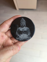 Load image into Gallery viewer, 100% natural black jadeite jade(Wuji, 乌鸡) Guanyin (观音) safe and sound pendant/worry stone/decor BM38