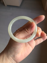 Load image into Gallery viewer, 52.9mm Certified 100% Natural icy white light yellow crystal sugar color(黄冰糖) slim round cut nephrite jade bangle HN45-9177
