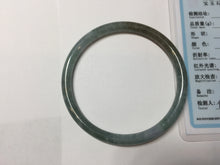 Load image into Gallery viewer, 58.9mm Type A 100% Natural Light Green/Gray/Black/Purple/Brown “Reed Flowers & Snow” Guatemala Slim Round Cut Jadeite Bangle PJ123-1414