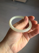 Load image into Gallery viewer, 52.9mm Certified 100% Natural icy white light yellow crystal sugar color(黄冰糖) slim round cut nephrite jade bangle HN45-9177