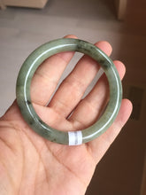 Load image into Gallery viewer, 54.5mm Certified type A 100% Natural light green dark green floating seaweed slim round cut Jadeite bangle PC59-6609