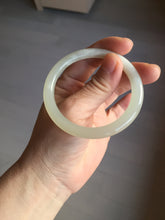 Load image into Gallery viewer, 52.9mm Certified 100% Natural icy white light yellow crystal sugar color(黄冰糖) slim round cut nephrite jade bangle HN45-9177