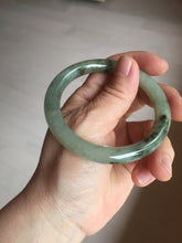 Load image into Gallery viewer, 54.5mm Certified type A 100% Natural light green dark green floating seaweed slim round cut Jadeite bangle PC59-6609