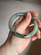 Load image into Gallery viewer, 54.5mm Certified type A 100% Natural light green dark green floating seaweed slim round cut Jadeite bangle PC59-6609
