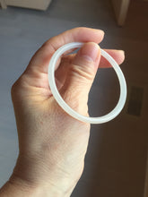 Load image into Gallery viewer, 52.1mm Certified 100% Natural icy white/gray slim round cut nephrite jade bangle HN44-9225
