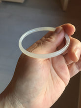 Load image into Gallery viewer, 52.1mm Certified 100% Natural icy white/gray slim round cut nephrite jade bangle HN44-9225
