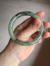 Load image into Gallery viewer, 54.5mm Certified type A 100% Natural light green dark green floating seaweed slim round cut Jadeite bangle PC59-6609