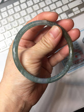 Load image into Gallery viewer, 58.9mm Type A 100% Natural Light Green/Gray/Black/Purple/Brown “Reed Flowers & Snow” Guatemala Slim Round Cut Jadeite Bangle PJ123-1414