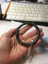 Load image into Gallery viewer, 57.6mm Certified 100% Natural Dark Green/Black Green Ink Painting (绿水墨) Round Cut Nephrite (Wulanhai 乌兰海碧玉) Bangle HN169-7335