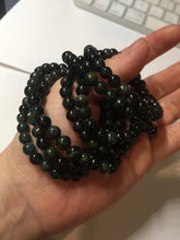 Load image into Gallery viewer, 5.5-6mm 100% natural type A dark green/black jadeite jade beads bracelet group BL132