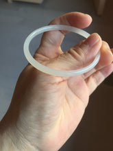 Load image into Gallery viewer, 52.1mm Certified 100% Natural icy white/gray slim round cut nephrite jade bangle HN44-9225