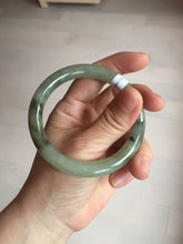 Load image into Gallery viewer, 54.5mm Certified type A 100% Natural light green dark green floating seaweed slim round cut Jadeite bangle PC59-6609
