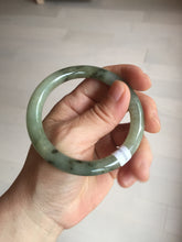 Load image into Gallery viewer, 54.5mm Certified type A 100% Natural light green dark green floating seaweed slim round cut Jadeite bangle PC59-6609