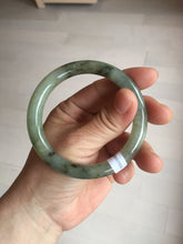 Load image into Gallery viewer, 54.5mm Certified type A 100% Natural light green dark green floating seaweed slim round cut Jadeite bangle PC59-6609