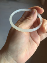 Load image into Gallery viewer, 52.1mm Certified 100% Natural icy white/gray slim round cut nephrite jade bangle HN44-9225