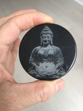 Load image into Gallery viewer, 100% natural black jadeite jade(Wuji, 乌鸡) Guanyin (观音) safe and sound pendant/worry stone/decor BM38